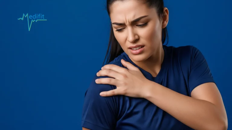 Femme en t-shirt bleu | MEDIFIT